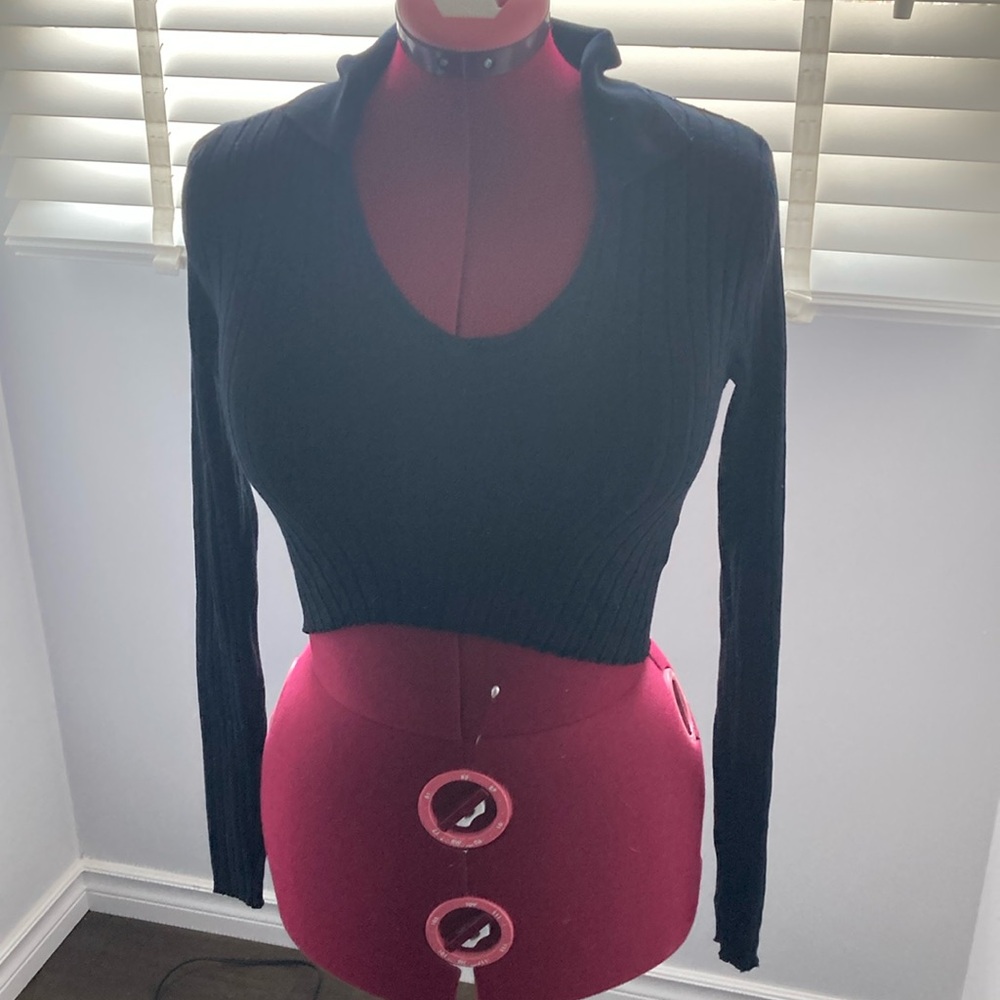 Garage Black Knit Crop Top, Sz S EUC